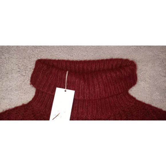 A New Day XS Burgundy  Turtleneck Cable Stitch Sweater - Picture 3 of 16